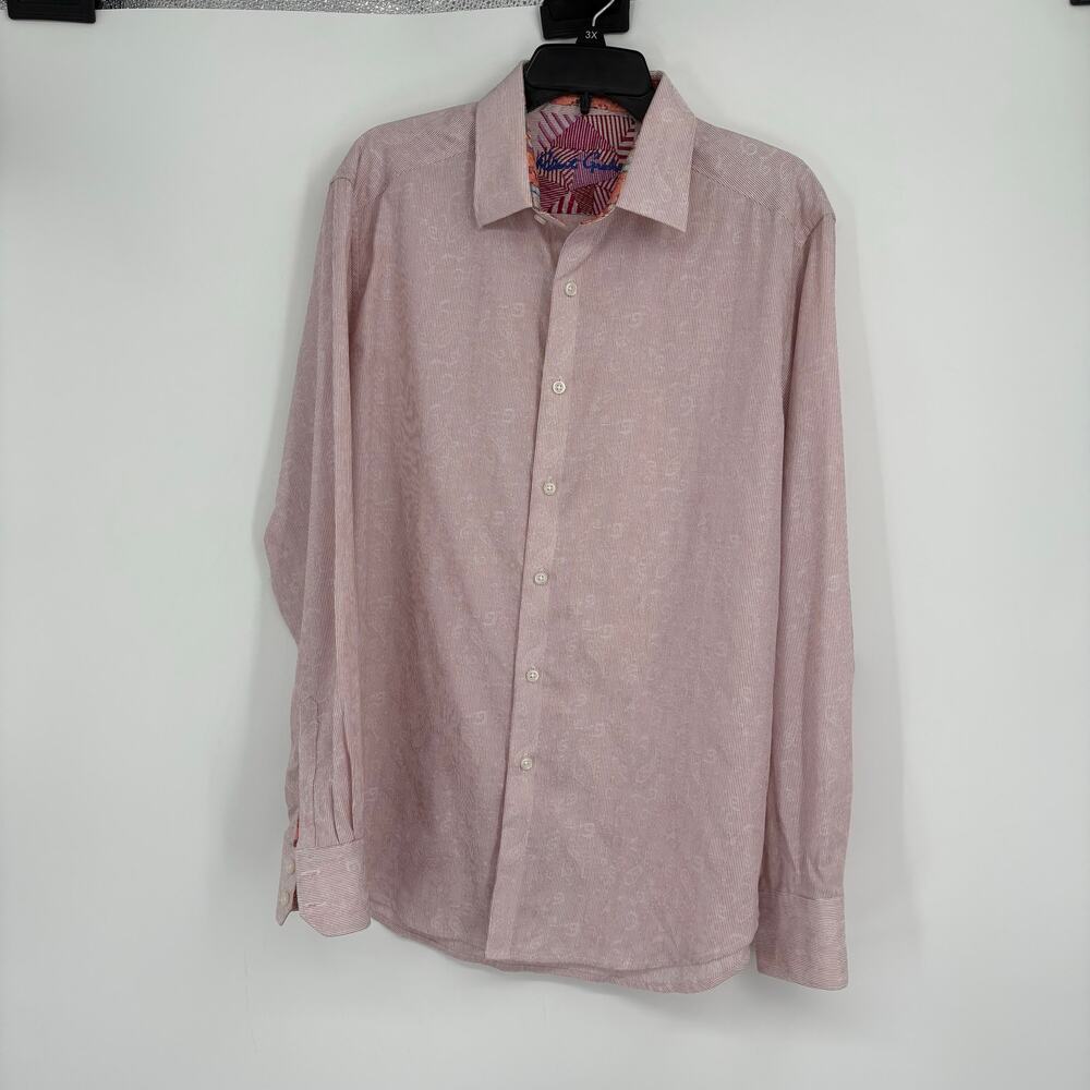 Robert Graham Pink Paisley Stripe Button Down Shirt Size Large